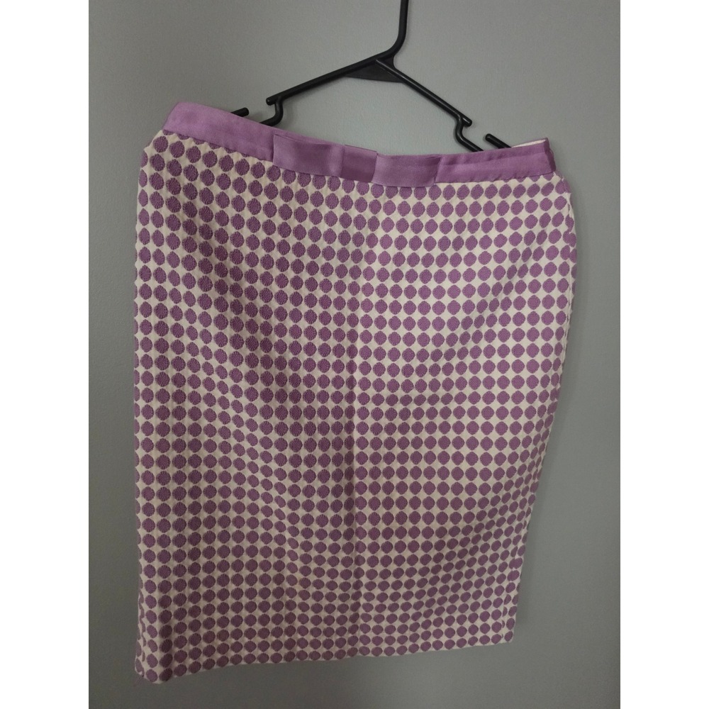 Boden Purple Polka Dot Jacquard Pencil Skirt Bow Waist Size 6R